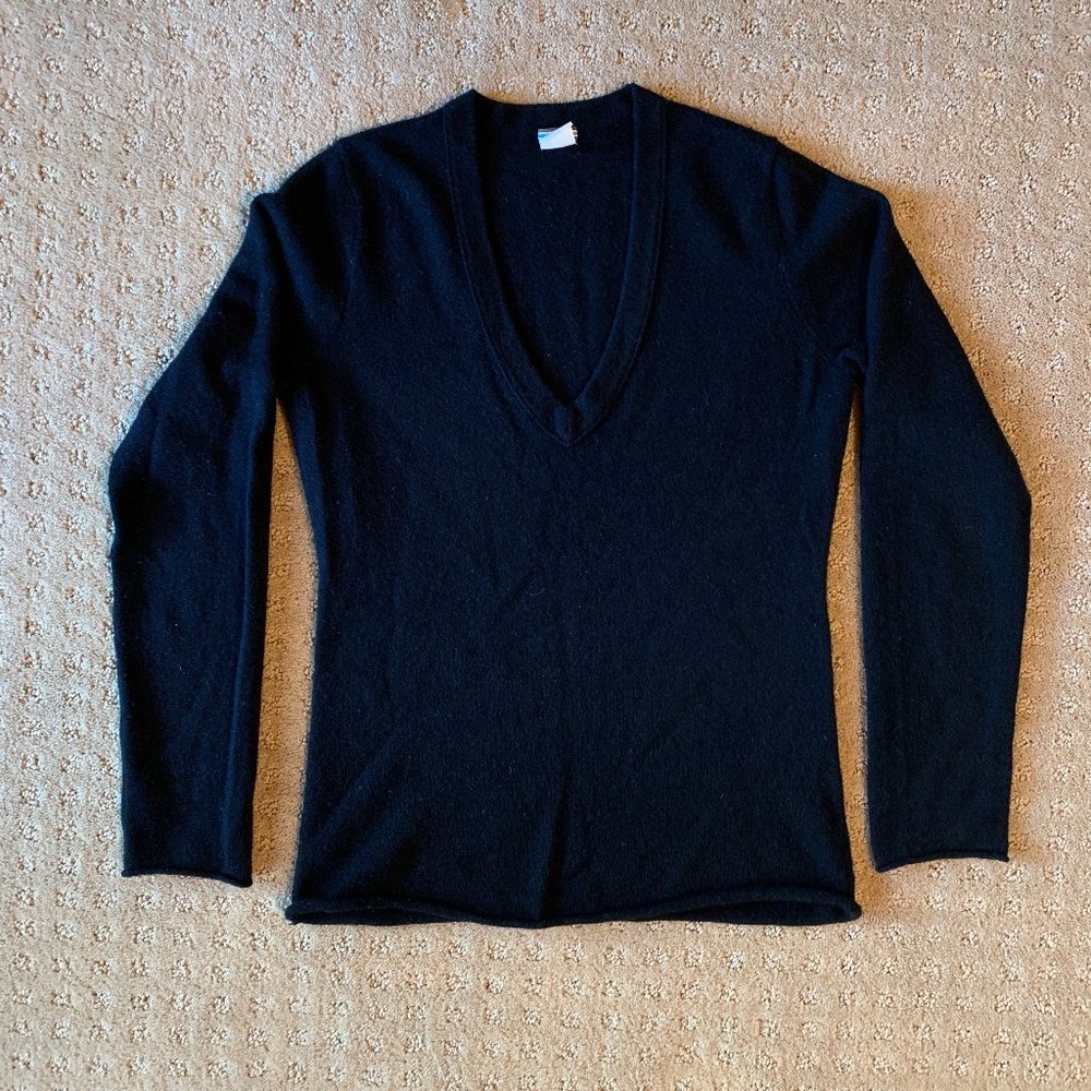 Classic Black V Neck Cashmere Sweater by J. Crew